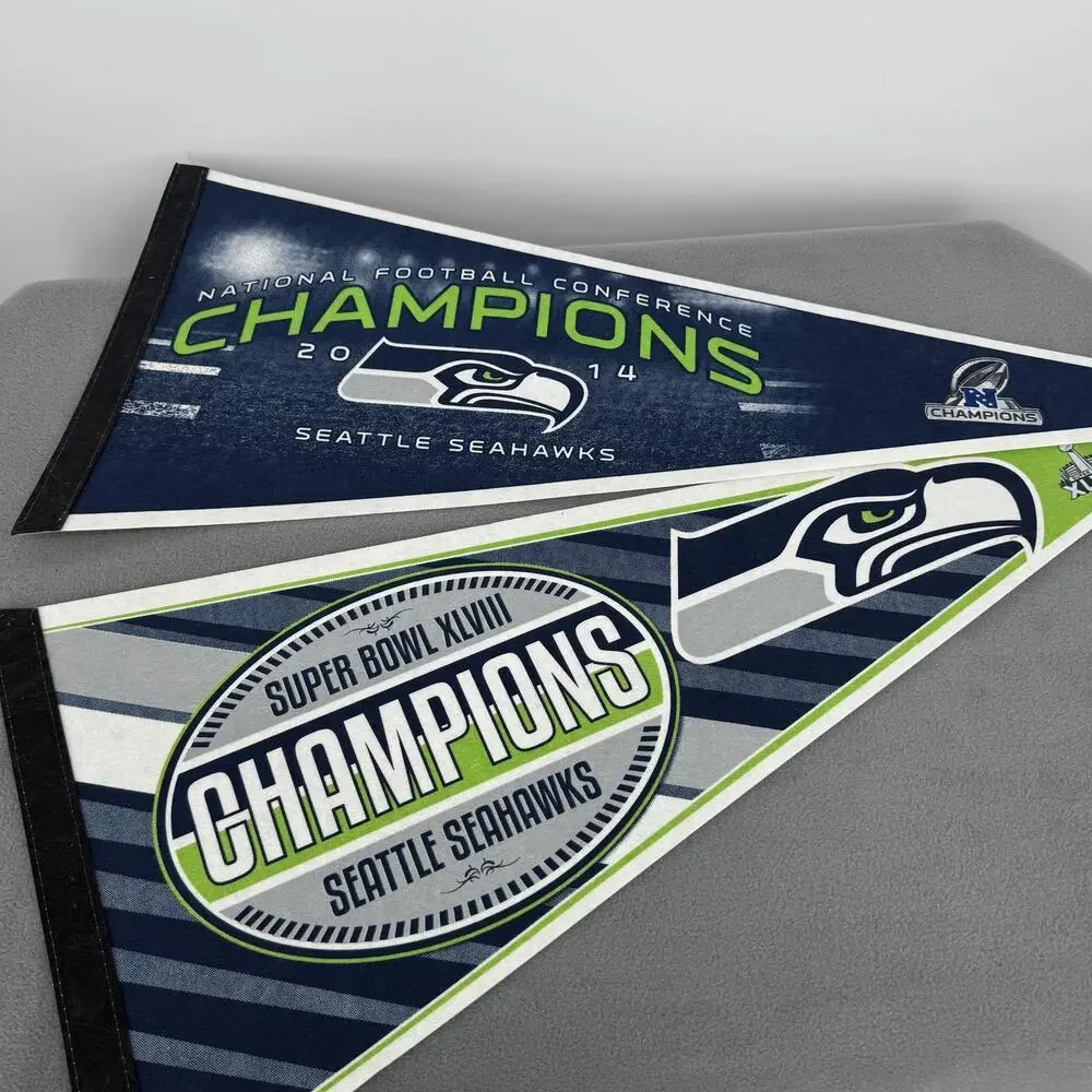 Seattle Seahawks Super Bowl XLVIII‎ Champions Pennant Lot of 2 30 Felt Banners